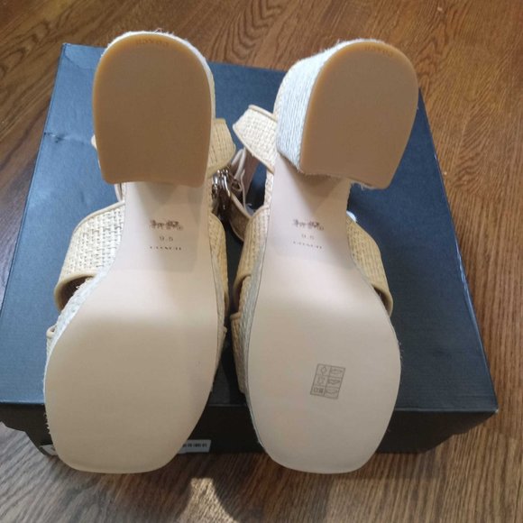 Coach Nelly Raffia Sandal, Natural, New in Box - Picture 2 of 4